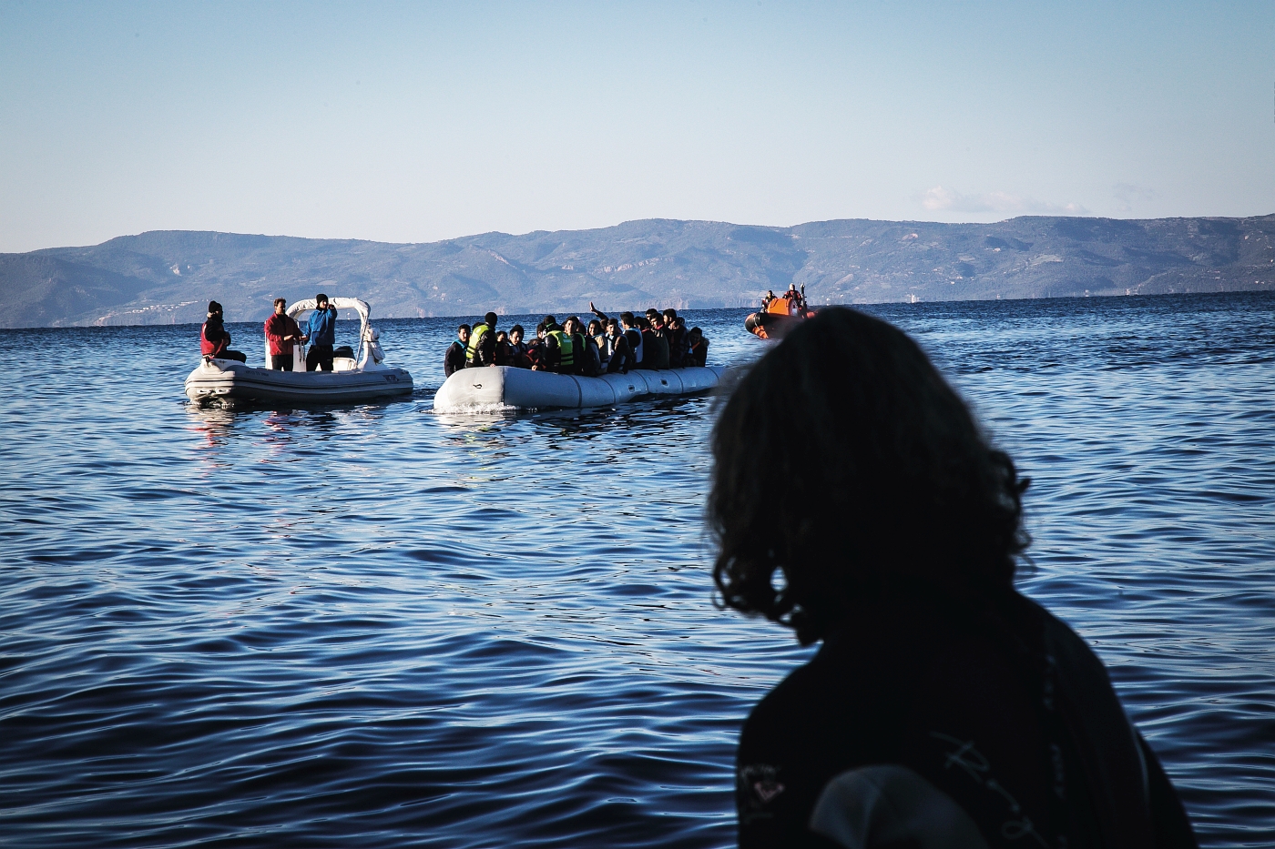 Osoby przybywające na wyspę Lesbos, Grecja, for. Nicola Zolin